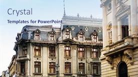  Presentation with antique - Cool new PPT theme with antique-building-view-in-old backdrop and a sky blue colored foreground