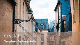  Presentation with antique france - Amazing PPT layouts having antique-building-view-in-old backdrop and a coral colored foreground