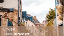  Presentation with antique france - PPT layouts with antique-building-view-in-old background and a coral colored foreground