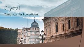  Presentation with antique - Theme enhanced with antique-building-view-in-old background and a light blue colored foreground