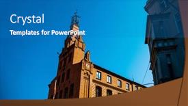  Presentation with antique - PPT layouts enhanced with antique-building-view-in-old background and a teal colored foreground