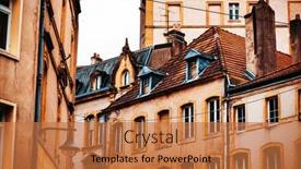  Presentation with antique france - Beautiful presentation theme featuring antique-building-view-in-old backdrop and a coral colored foreground