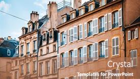  Presentation with antique france - Beautiful slide deck featuring antique-building-view-in-old backdrop and a coral colored foreground
