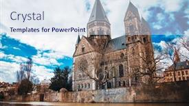  Presentation with antique france - PPT theme with antique-building-view-in-old background and a sky blue colored foreground