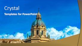  Presentation with antique - Presentation design consisting of antique-building-view-in-old background and a teal colored foreground