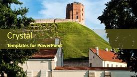  Presentation with antique - Beautiful PPT layouts featuring antique-building-view-in-old backdrop and a tawny brown colored foreground