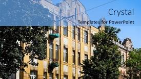  Presentation with antique - Audience pleasing slide deck consisting of antique-building-view-in-old backdrop and a light blue colored foreground