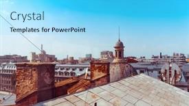  Presentation with antique - Audience pleasing presentation theme consisting of view in old town bucharest backdrop and a light blue colored foreground