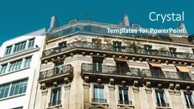  Presentation with antique france - Audience pleasing slides consisting of antique-building-view-in-paris backdrop and a ocean colored foreground