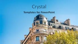  Presentation with antique france - Presentation theme consisting of antique-building-view-in-paris background and a light blue colored foreground