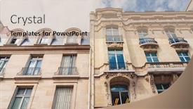  Presentation with antique france - Beautiful slide deck featuring antique-building-view-in-paris backdrop and a coral colored foreground