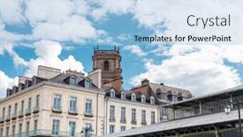  Presentation with antique france - Beautiful slides featuring antique-building-view-in-paris backdrop and a light blue colored foreground