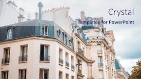  Presentation with antique france - Cool new slides with antique-building-view-in-paris backdrop and a sky blue colored foreground