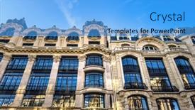  Presentation with antique france - Slide set featuring antique-building-view-in-paris background and a light blue colored foreground