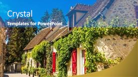  Presentation with antique france - Presentation theme consisting of antique-building-view-in-provins background and a teal colored foreground
