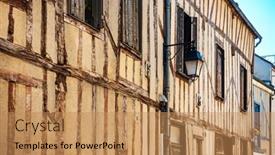  Presentation with antique france - PPT theme with antique-building-view-in-provins background and a coral colored foreground