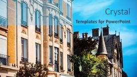  Presentation with antique france - PPT theme consisting of antique-building-view-in-reims background and a cyan colored foreground