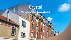  Presentation with antique france - Presentation theme having antique-building-view-in-reims background and a teal colored foreground