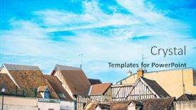  Presentation with antique france - PPT theme having antique-building-view-in-sens background and a cool aqua colored foreground