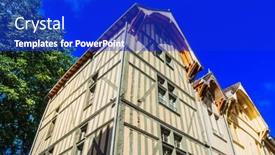  Presentation with antique france - Presentation design consisting of antique-building-view-in-troyes background and a cobalt blue colored foreground