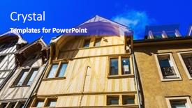  Presentation with antique france - Presentation design enhanced with antique-building-view-in-troyes background and a cobalt blue colored foreground