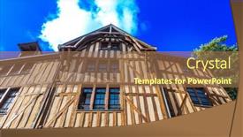  Presentation with antique france - Presentation consisting of antique-building-view-in-troyes background and a coral colored foreground