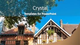  Presentation with antique france - PPT theme having antique-building-view-in-troyes background and a teal colored foreground