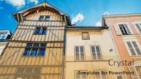  Presentation with antique france - Theme featuring antique-building-view-in-troyes background and a coral colored foreground
