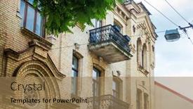  Presentation with antique - Cool new slide set with antique-building-view-in-vilnius backdrop and a coral colored foreground