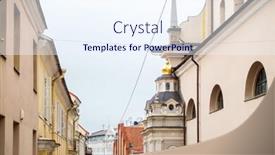  Presentation with antique - Presentation consisting of antique-building-view-in-vilnius background and a sky blue colored foreground