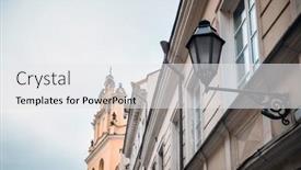  Presentation with antique - Beautiful presentation design featuring antique-building-view-in-vilnius backdrop and a white colored foreground