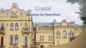  Presentation with antique - Presentation featuring antique-building-view-in-vilnius background and a sky blue colored foreground