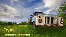  Presentation with old car - Audience pleasing PPT layouts consisting of antique car - old lorry in the field backdrop and a tawny brown colored foreground