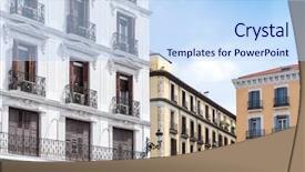  Presentation with antique - Beautiful PPT theme featuring antique city building in madrid backdrop and a sky blue colored foreground