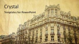  Presentation with antique france - Presentation theme enhanced with antique city building in paris background and a  colored foreground
