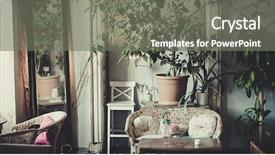  Presentation with chairs - Presentation theme enhanced with antique classic interior chairs table background and a  colored foreground