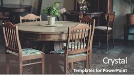  Presentation with classic - Presentation theme with antique classic interior chairs table background and a gray colored foreground