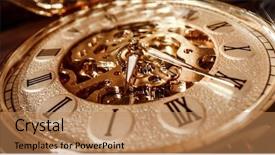  Presentation with vintage antique pocket watch vintage - PPT theme featuring antique clock dial close-up background and a coral colored foreground
