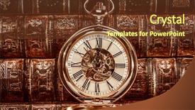  Presentation with vintage antique pocket watch vintage - Slide deck enhanced with antique clock dial close-up background and a tawny brown colored foreground