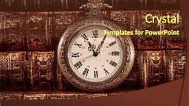  Presentation with vintage antique pocket watch vintage - PPT theme enhanced with antique clock dial close-up background and a tawny brown colored foreground