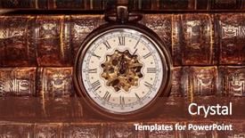  Presentation with vintage antique pocket watch vintage - Colorful presentation enhanced with antique clock dial close-up backdrop and a tawny brown colored foreground
