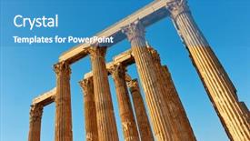  Presentation with zeus - Presentation theme consisting of antique columns of zeus background and a teal colored foreground