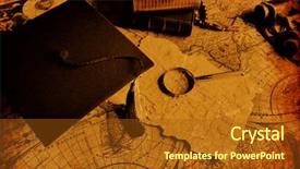  Presentation with old fashioned - Beautiful slide deck featuring antique compass binoculars - old fashioned objects backdrop and a tawny brown colored foreground