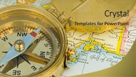  Presentation with compass map - Cool new presentation theme with antique compass used by explorers backdrop and a gold colored foreground