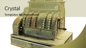  Presentation with cash - Slides with antique crank-operated cash register background and a yellow colored foreground