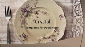  Presentation with dinner - PPT theme having antique decorative dinner plate background and a coral colored foreground