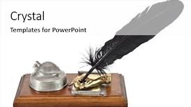  Presentation with ink - Slides consisting of antique desk set isolated background and a white colored foreground