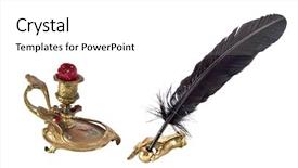  Presentation with ink - Slides having antique desk set isolated background and a white colored foreground