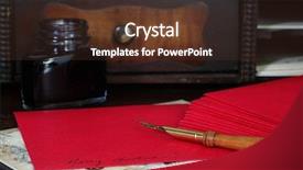  Presentation with antique pen ink - PPT theme having steppe with hills against the blue sky with clouds background and a coral colored foreground