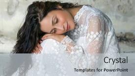  Presentation with antique - Slide set featuring antique edwardian lace dress worn background and a lemonade colored foreground